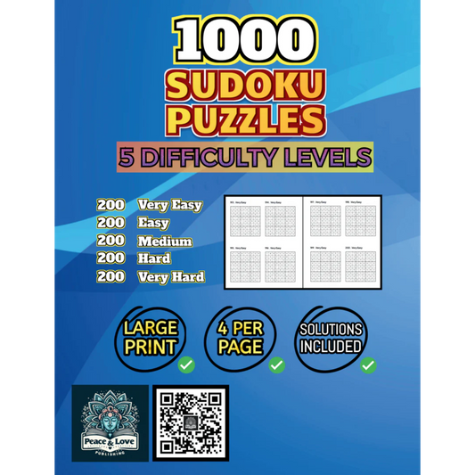 Back Cover of 1000 Sudoku Puzzles 5 Difficulty Levels