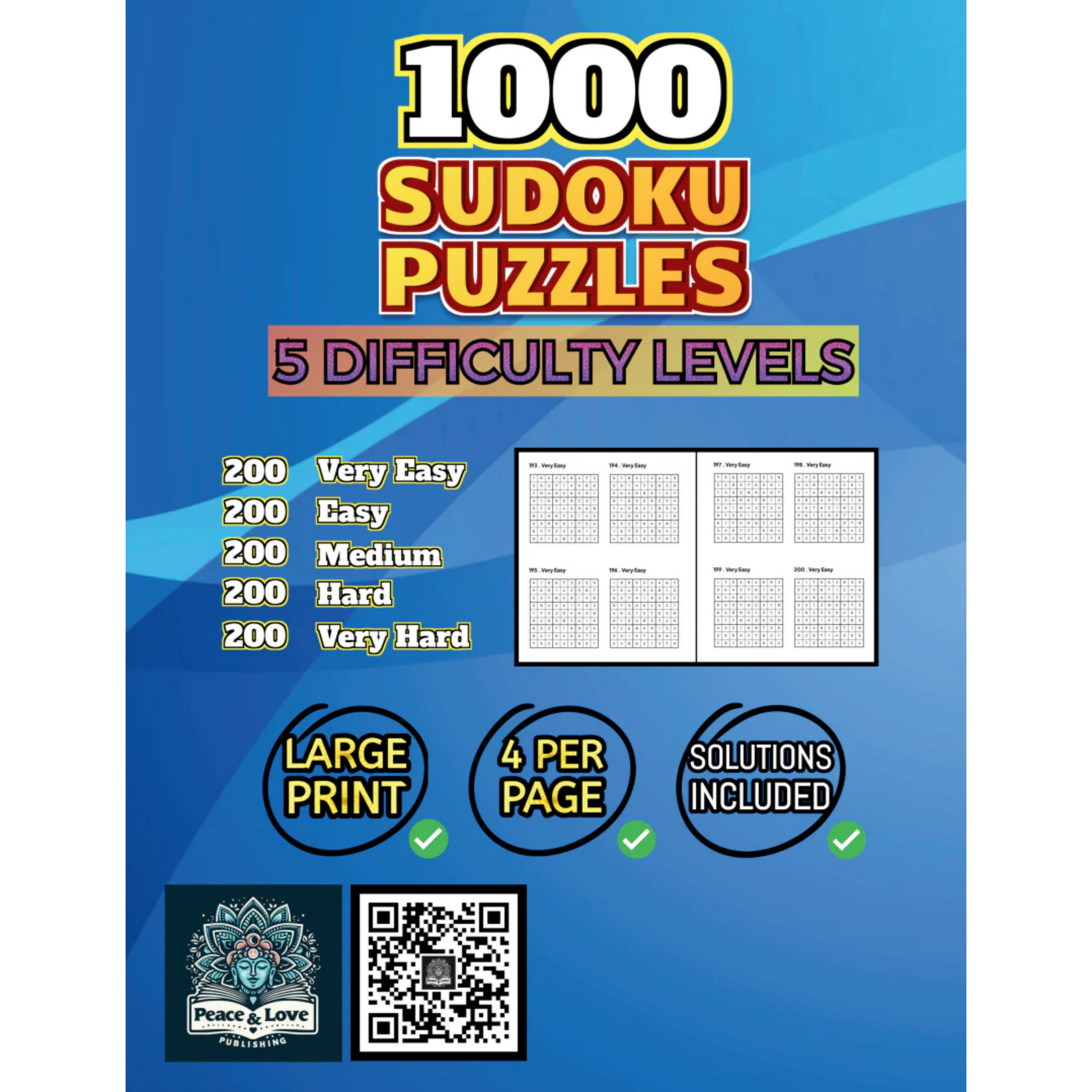 Back Cover of 1000 Sudoku Puzzles 5 Difficulty Levels