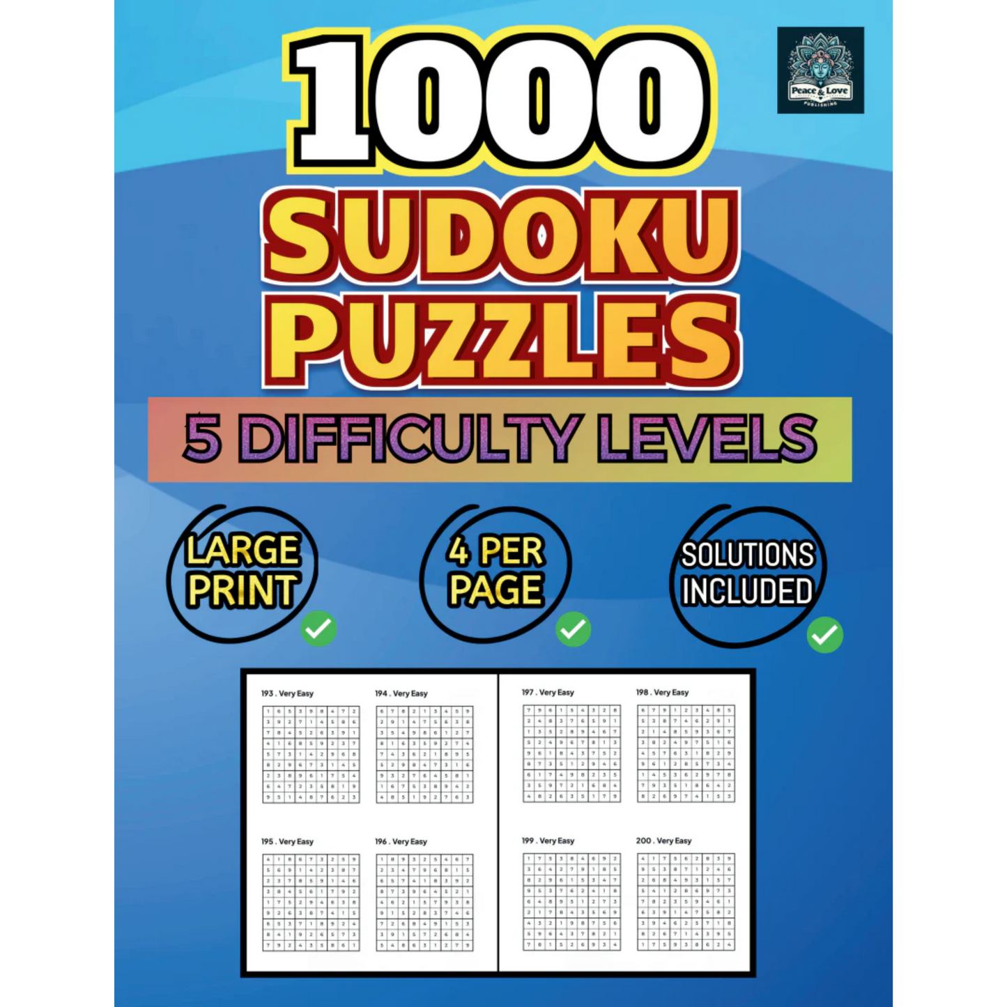 Front Cover of 1000 Sudoku Puzzles 5 Difficulty Levels