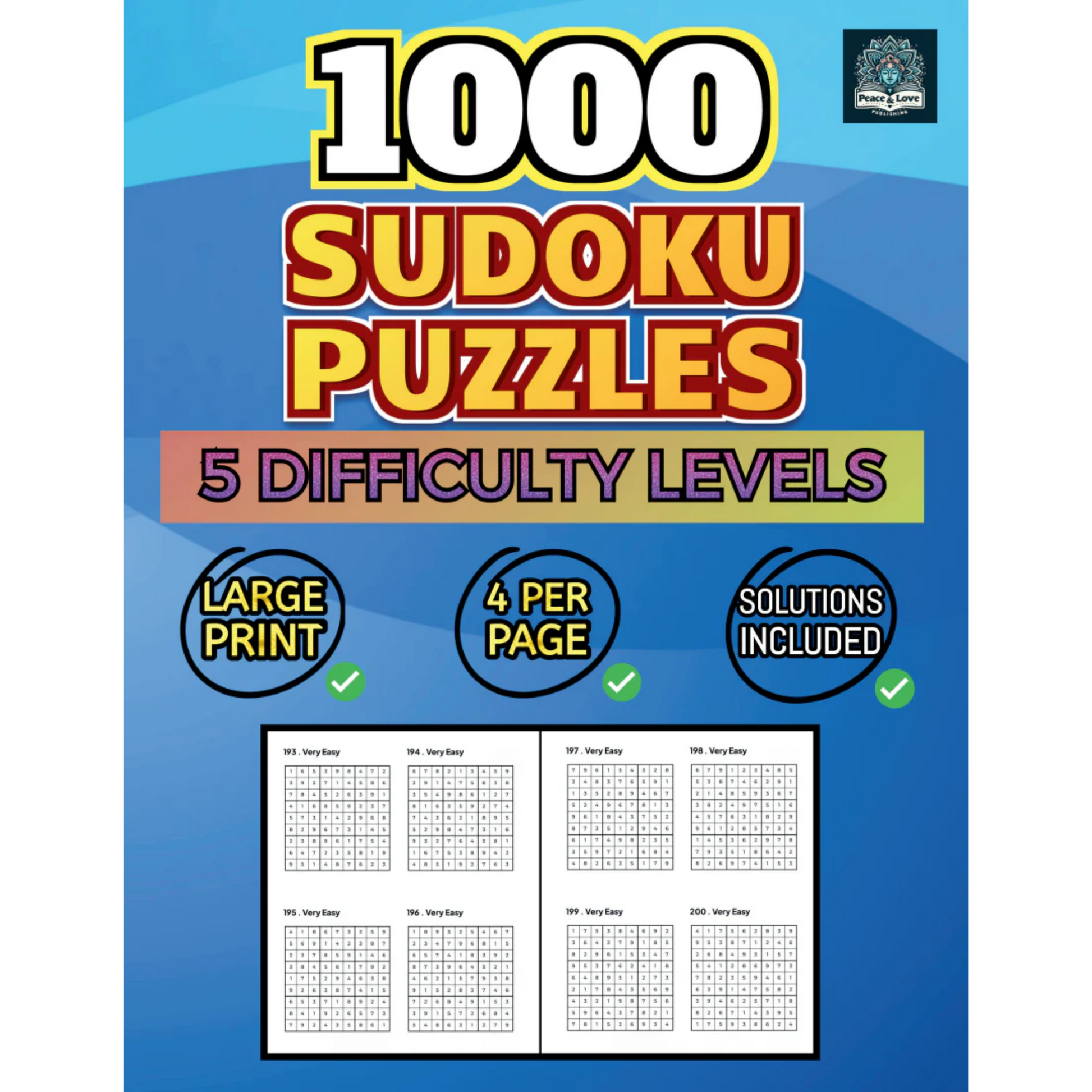 Front Cover of 1000 Sudoku Puzzles 5 Difficulty Levels