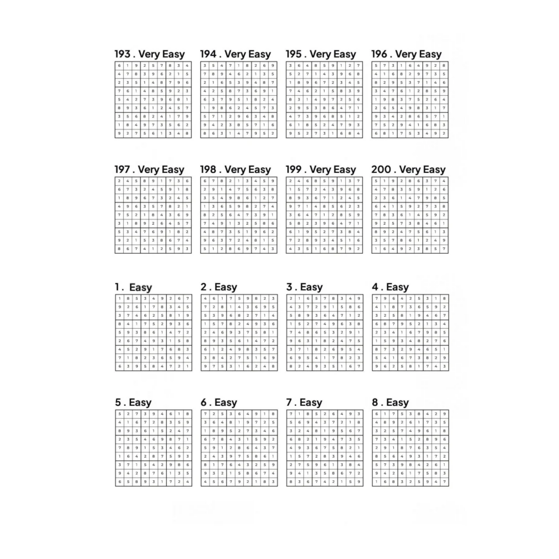 Grid of 16 Sudoku Solutions