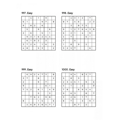 Grid of 4 Easy Sudoku Puzzles