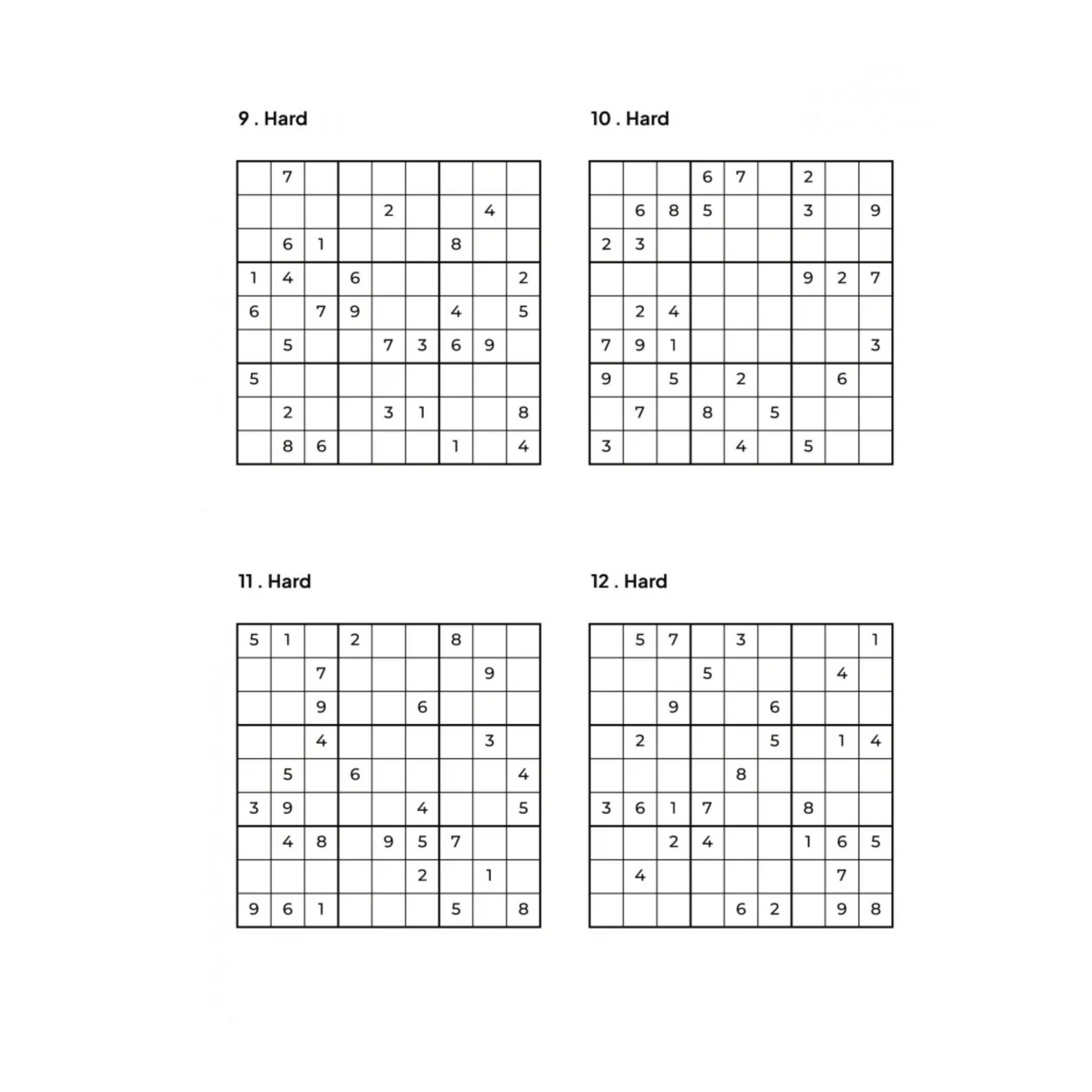 Grid of 4 Hard Sudoku Puzzles
