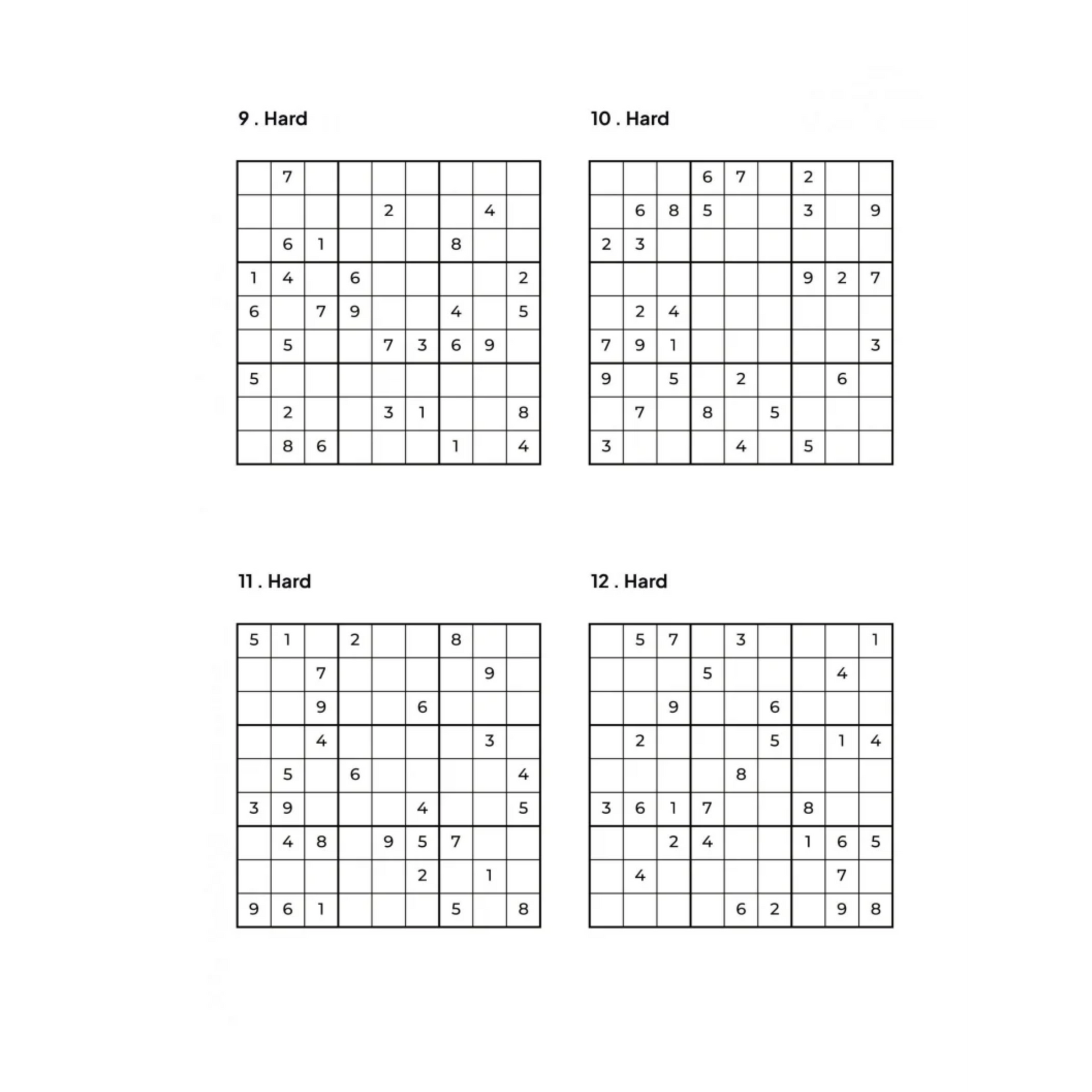Grid of 4 Hard Sudoku Puzzles