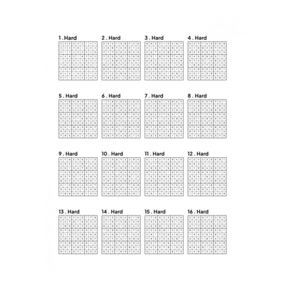 Grid of 16 Sudoku solutions