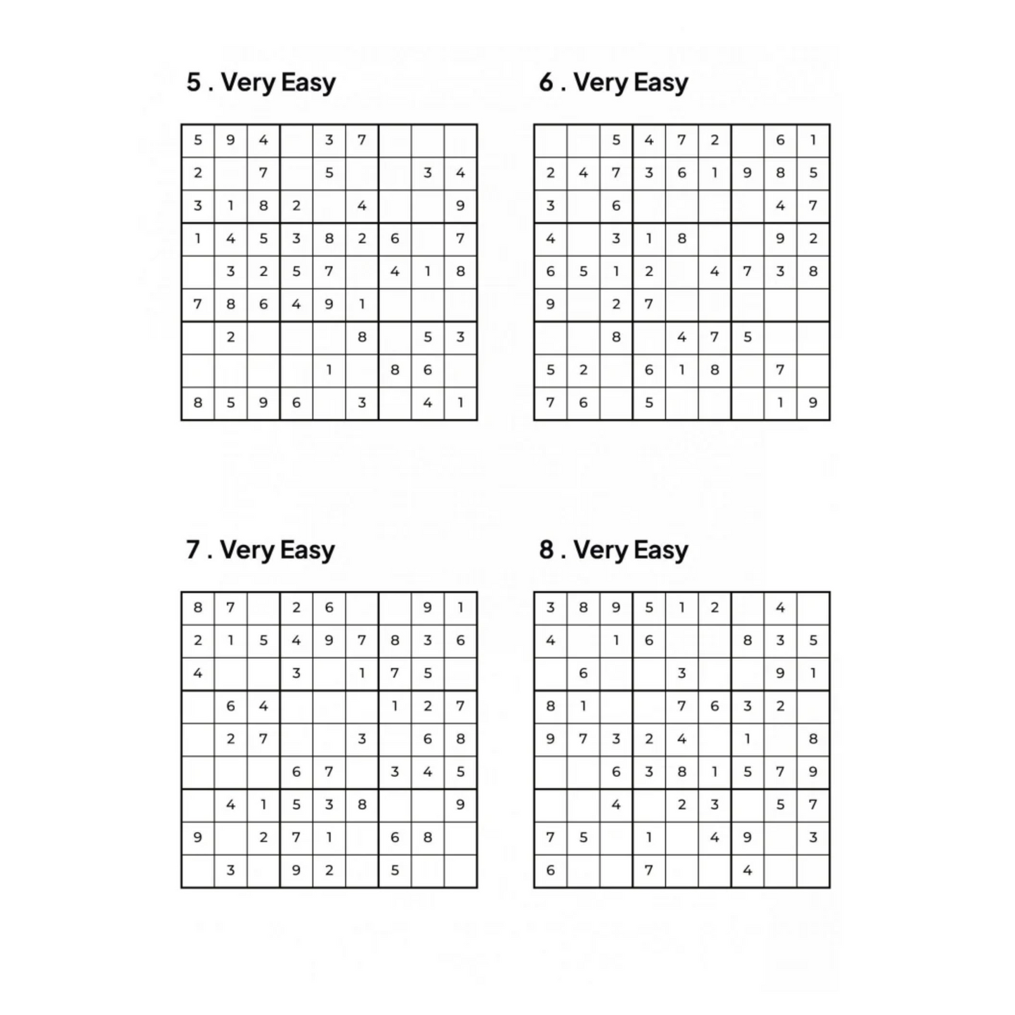 Grid of 4 Very Sudoku Puzzles
