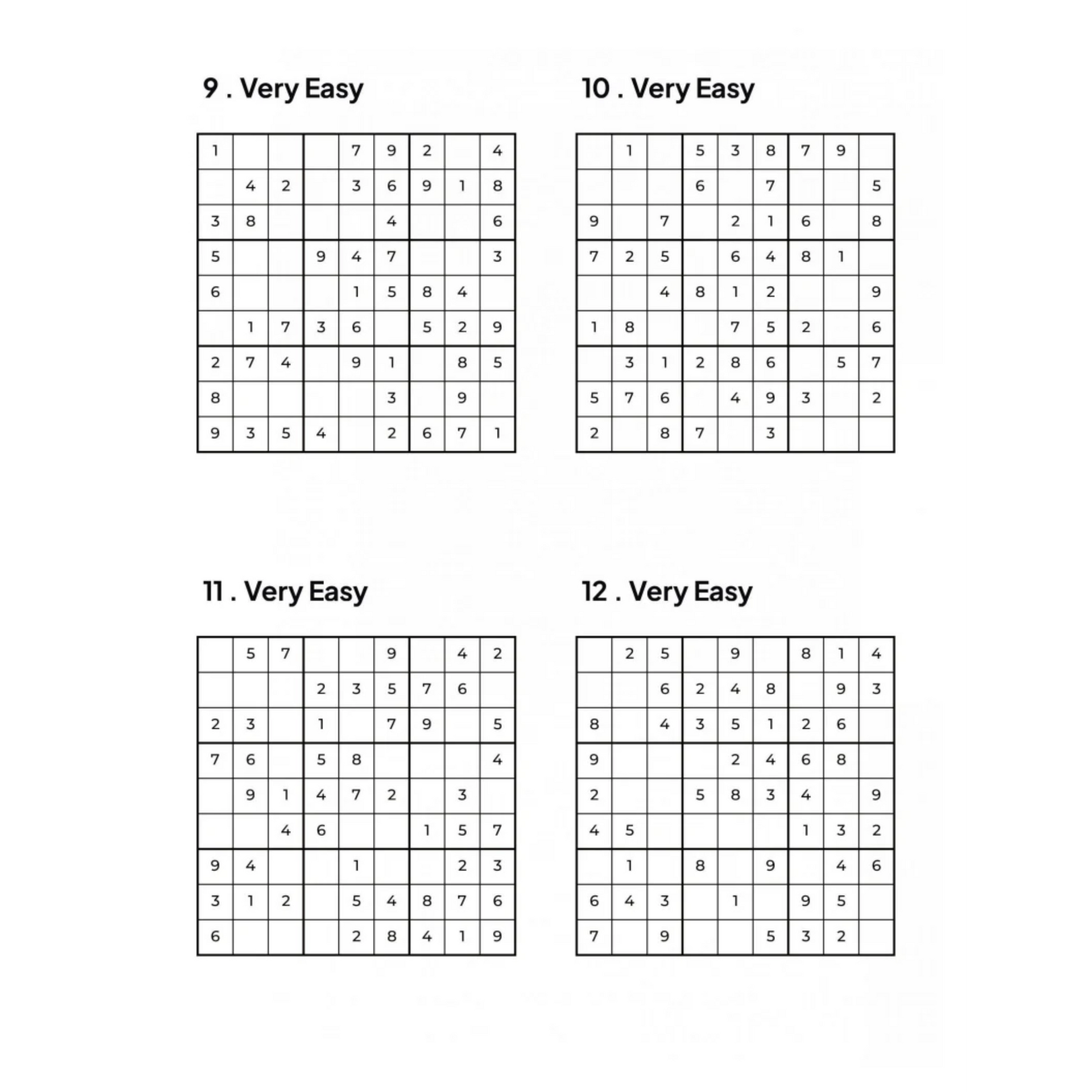 Grid of 4 Very Sudoku Puzzles