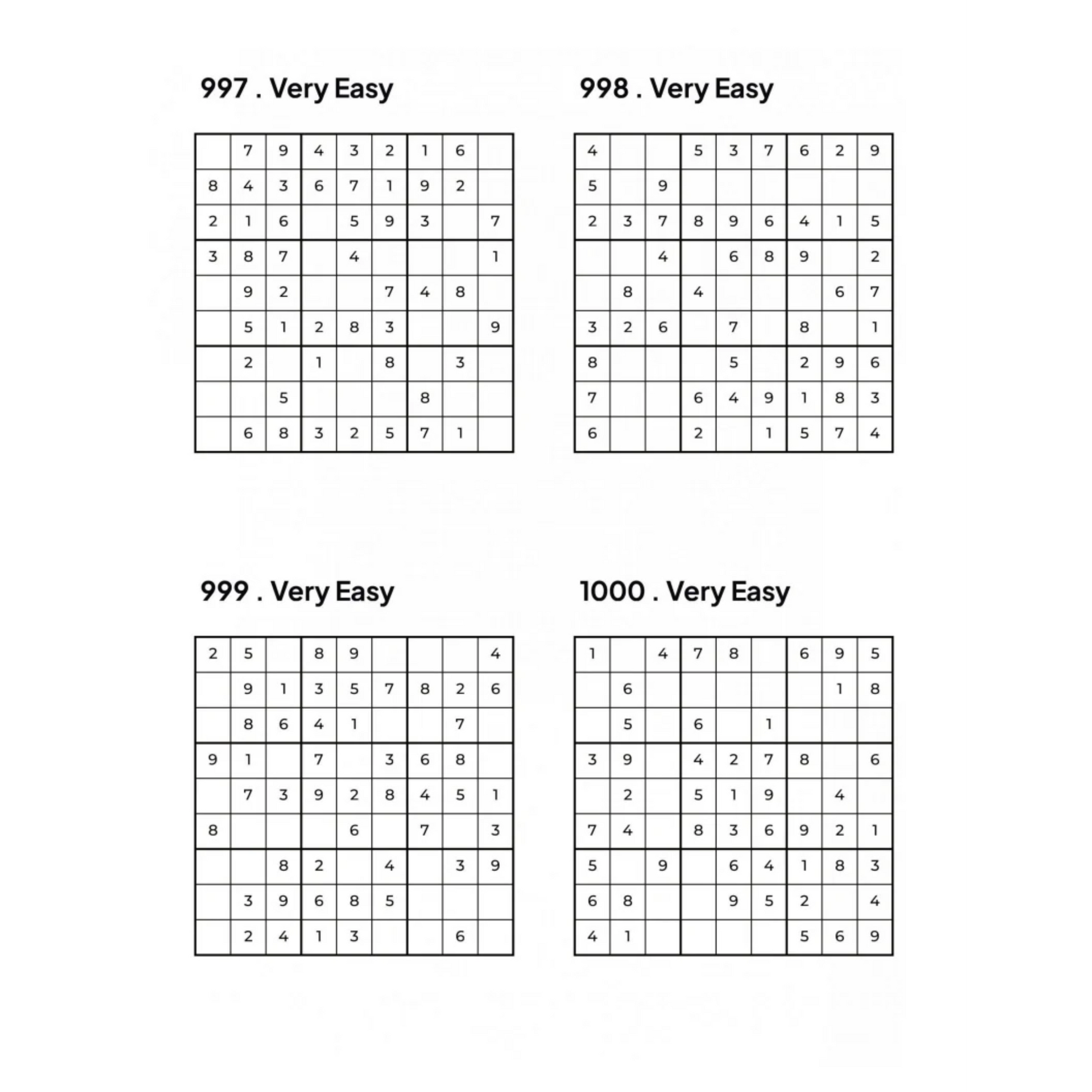 Grid of 4 Very Sudoku Puzzles