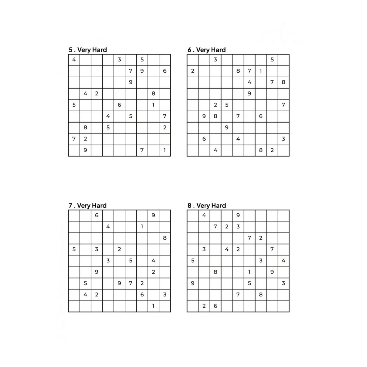 Grid of 4 Very Hard Sudoku Puzzles