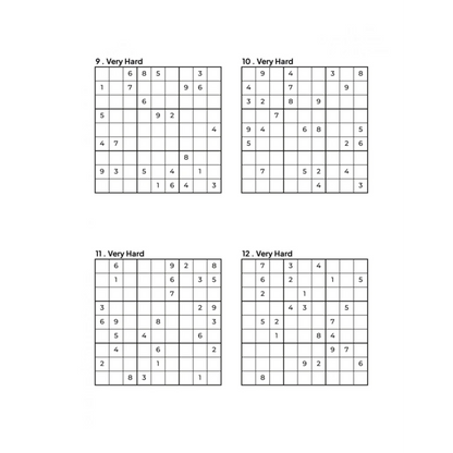 Grid of 4 Very Hard Sudoku Puzzles