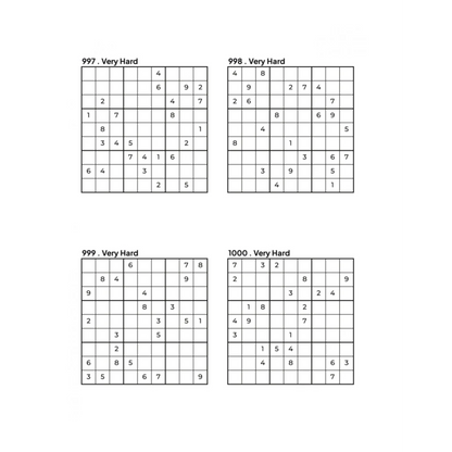 Grid of 4 Very Hard Sudoku Puzzles