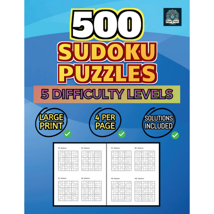 Front Cover of 500 Sudoku Puzzles 5 Difficulty Levels