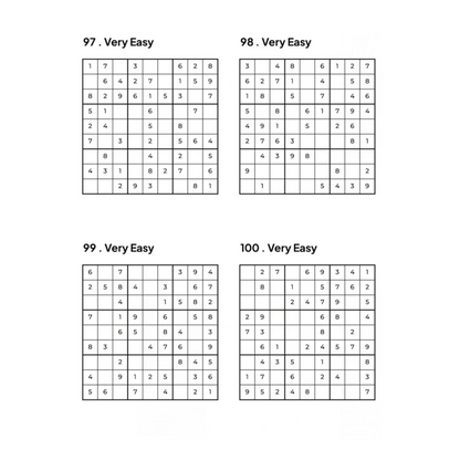 Grid of 4 Very Easy Sudoku Puzzles