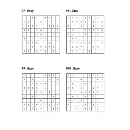 Grid of 4 Easy Sudoku Puzzles