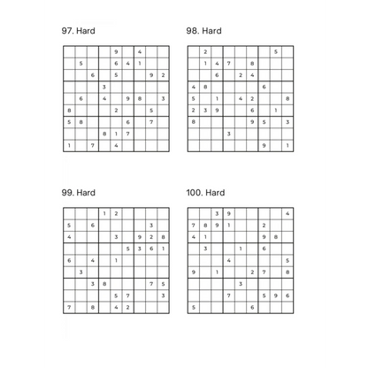 Grid of 4 Hard Sudoku Puzzles