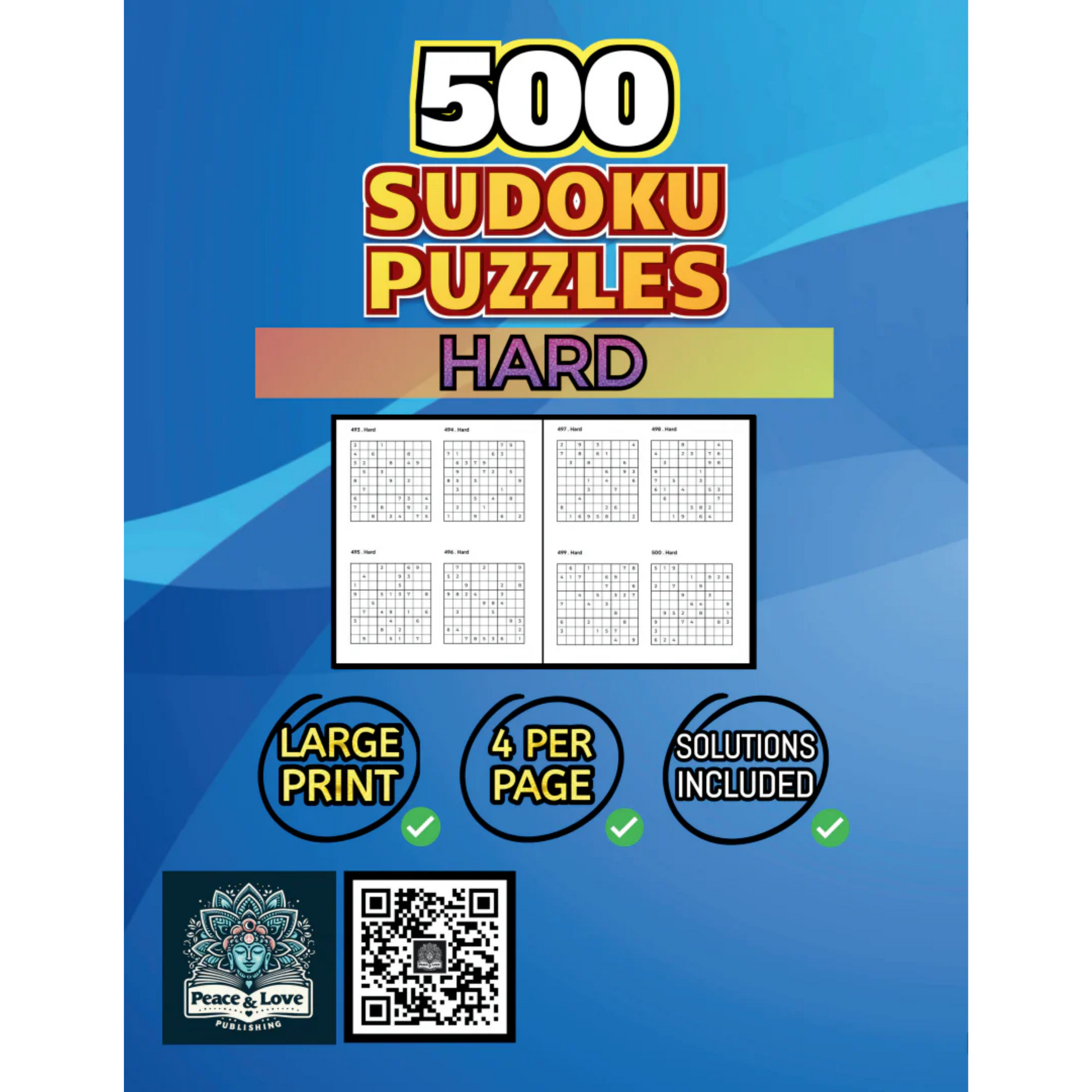 Back Cover of 500 Sudoku Puzzles Hard