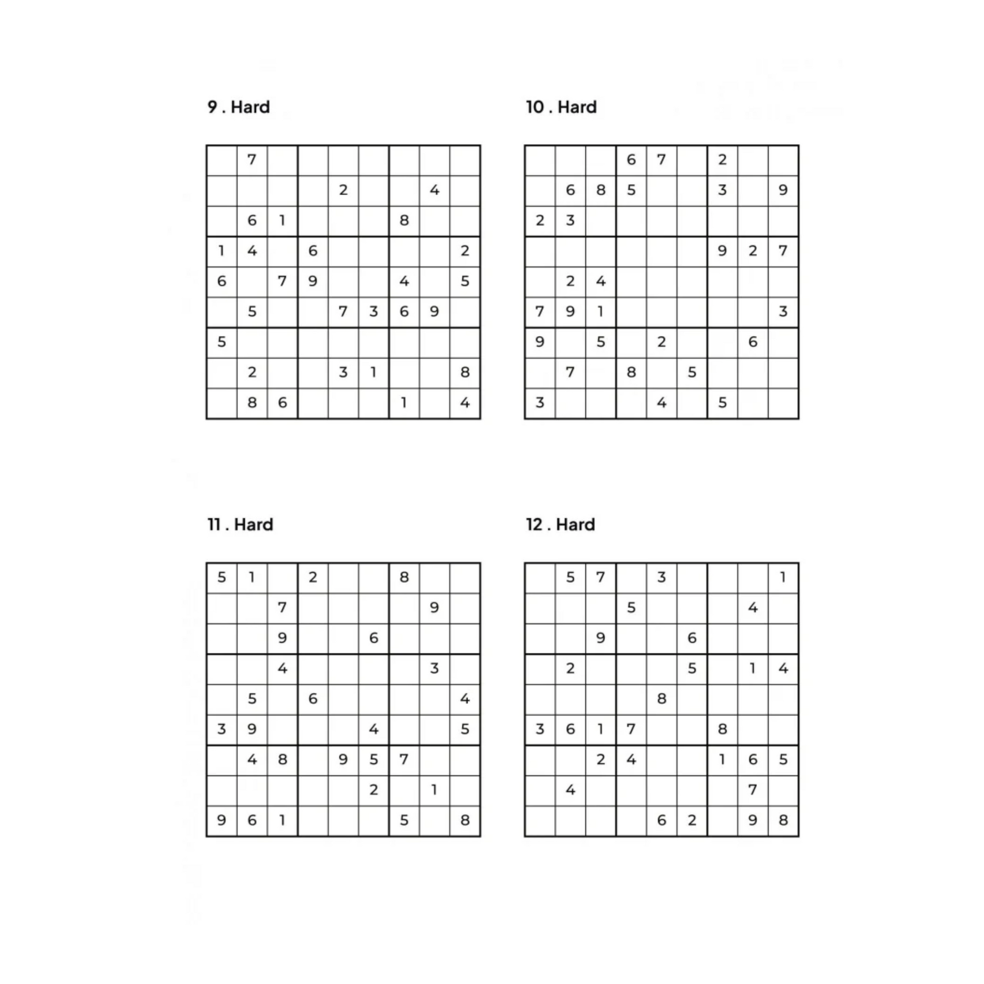 4 Hard Sudoku Puzzles