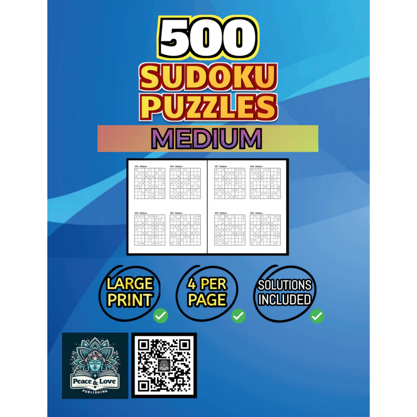 Back Cover of 500 Sudoku Puzzles Medium