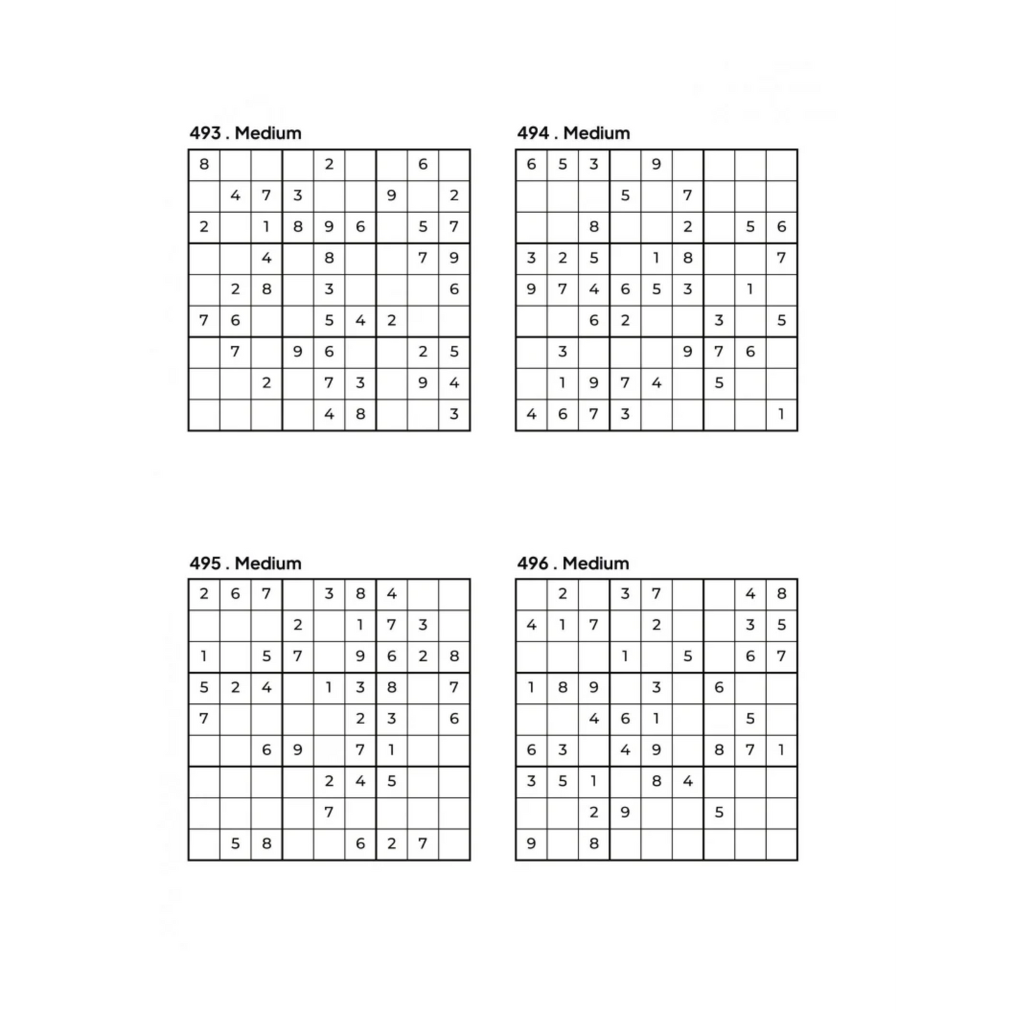 4 Medium Sudoku Puzzles