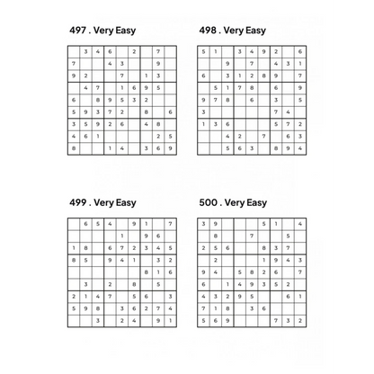 Grid of 4 Very Easy Sudoku Puzzles