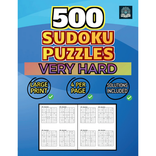Front Cover saying 500 Sudoku Puzzles Very Hard