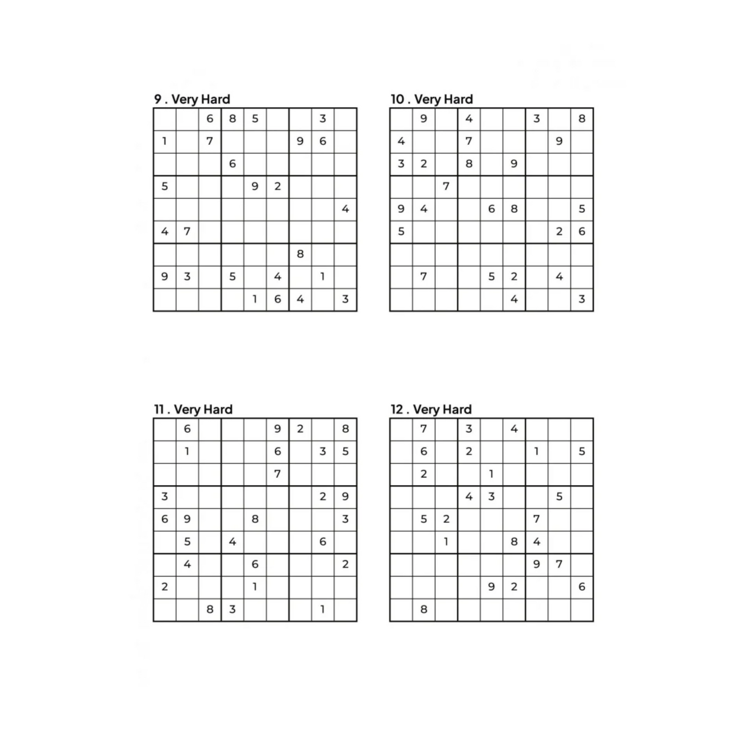 4 Very Hard Sudoku Puzzles