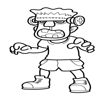 Black and white line drawing of a cartoon character with a bandaged head and boxing gloves.