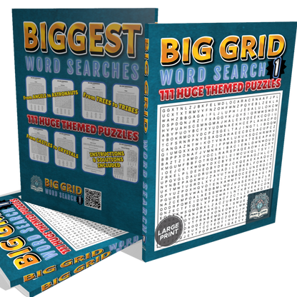 BIG GRID Word Search - 111 HUGE Themed Puzzles - Massive 30x30 Grid - Solutions Included