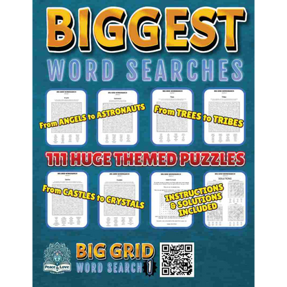 BIG GRID Word Search - 111 HUGE Themed Puzzles - Massive 30x30 Grid - Solutions Included