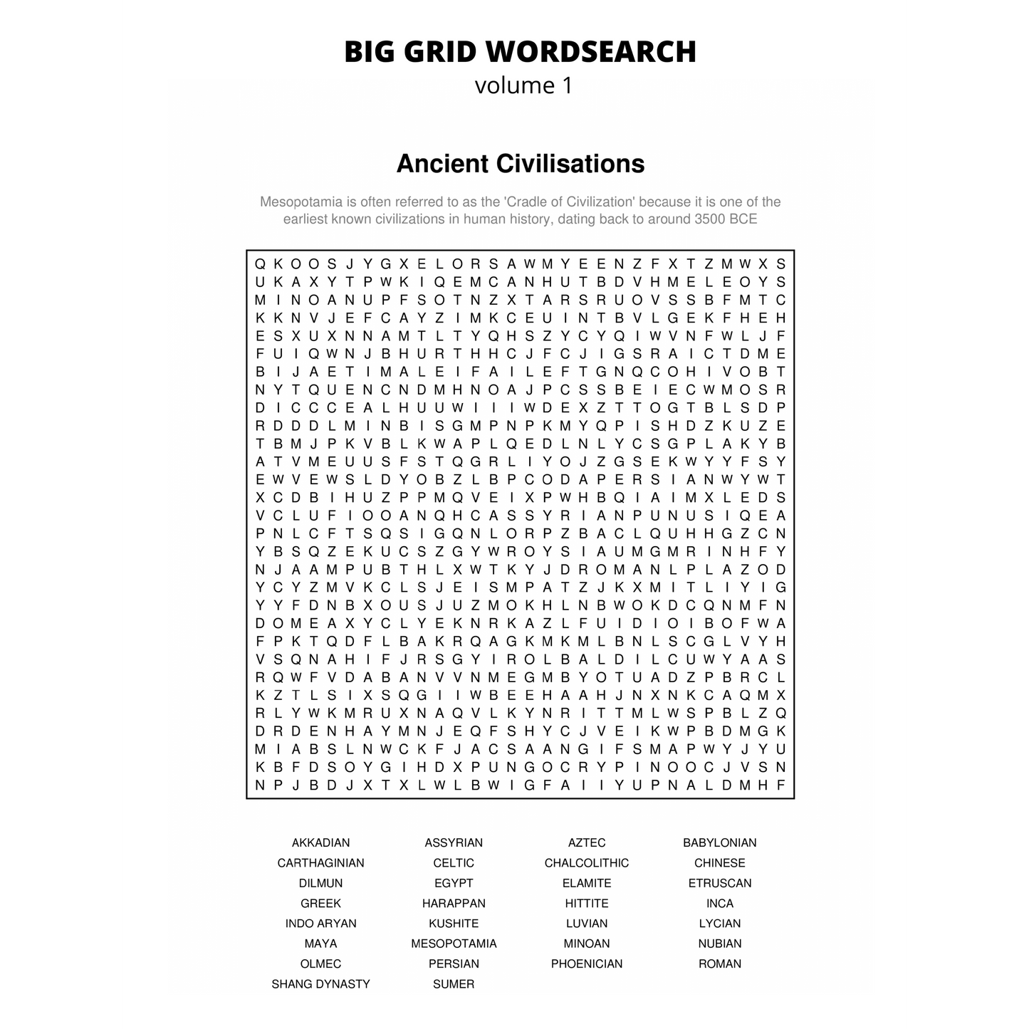 BIG GRID Word Search - 111 HUGE Themed Puzzles - Massive 30x30 Grid - Solutions Included