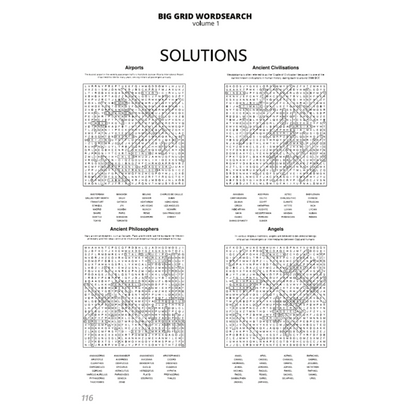 BIG GRID Word Search - 111 HUGE Themed Puzzles - Massive 30x30 Grid - Solutions Included