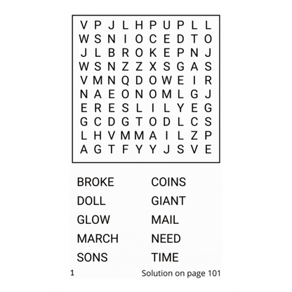 Dementia Puzzle Books - Easy Word Search - Suitable For Seniors: Large Print - 1 Per Page - Solutions Included - Travel Size 5 x 8