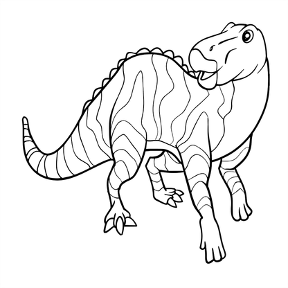 Black and white line drawing of a dinosaur on a white background