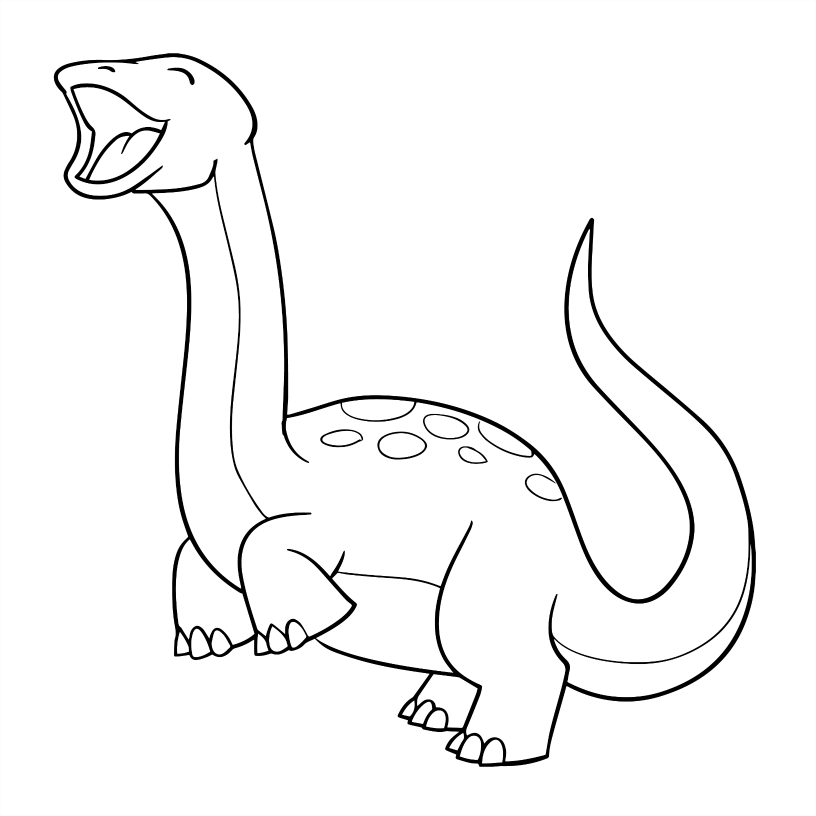 Black and white line drawing of a dinosaur on a white background