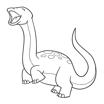 Black and white line drawing of a dinosaur on a white background