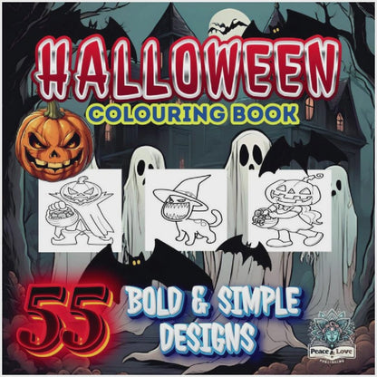Halloween Colouring Book - 55 Bold and Simple Designs for Young Kids