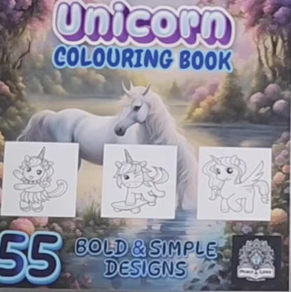 Unicorn Colouring Book - 55 Bold and Simple Designs for Young Kids